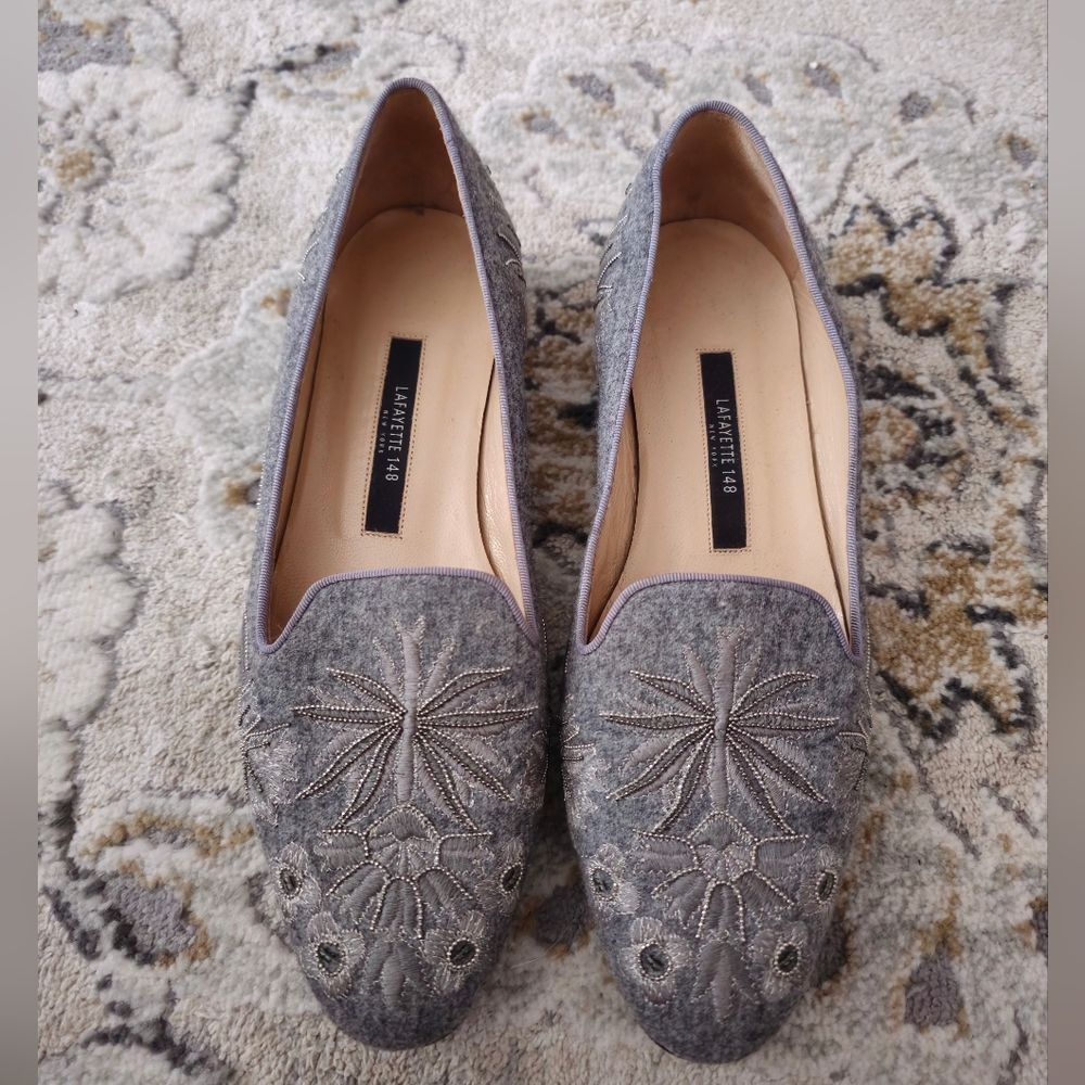 Lafayette 148 Embroidered Flats